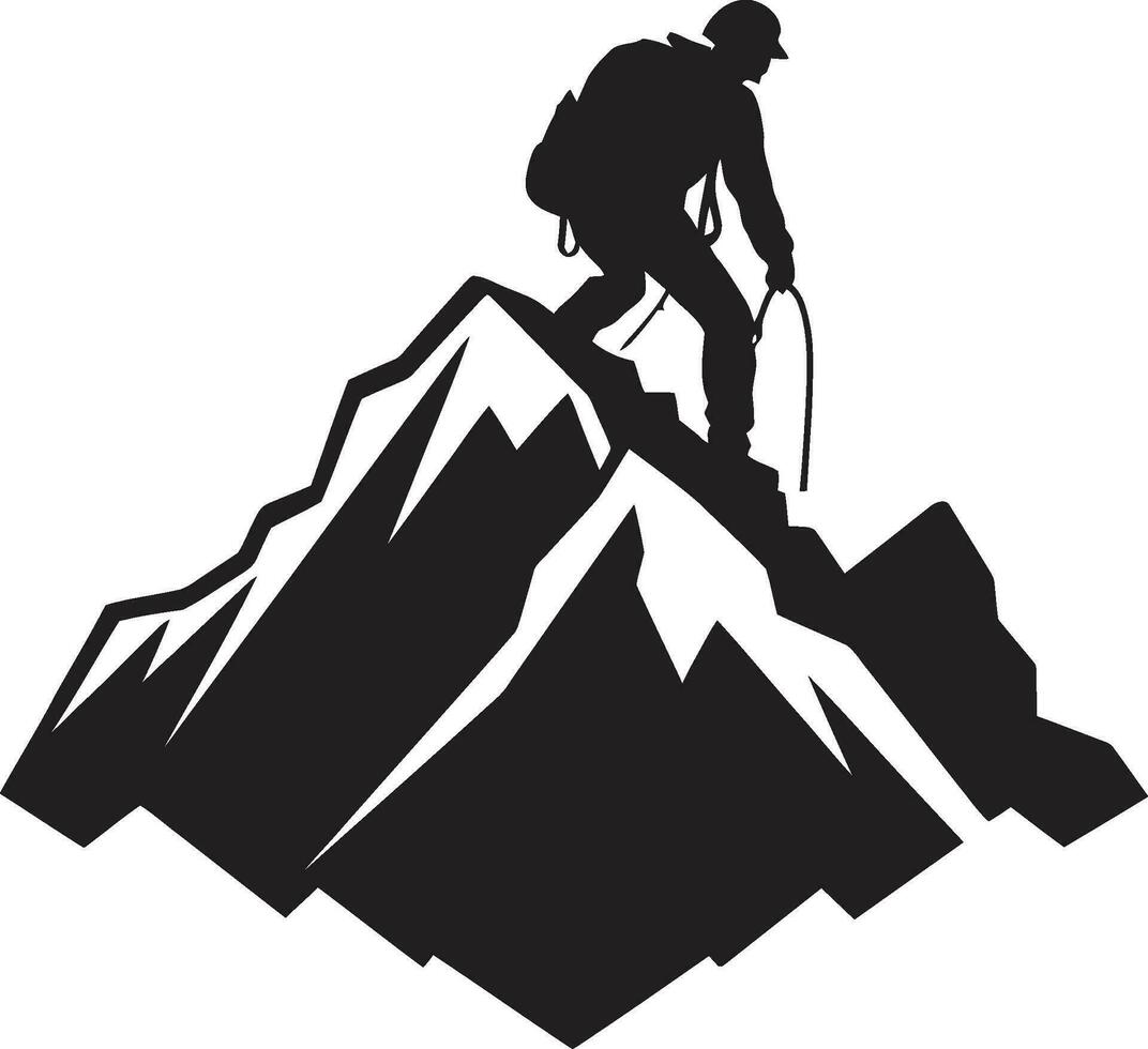 pico conquistador negro vector icono alpinismo expedición vector diseño