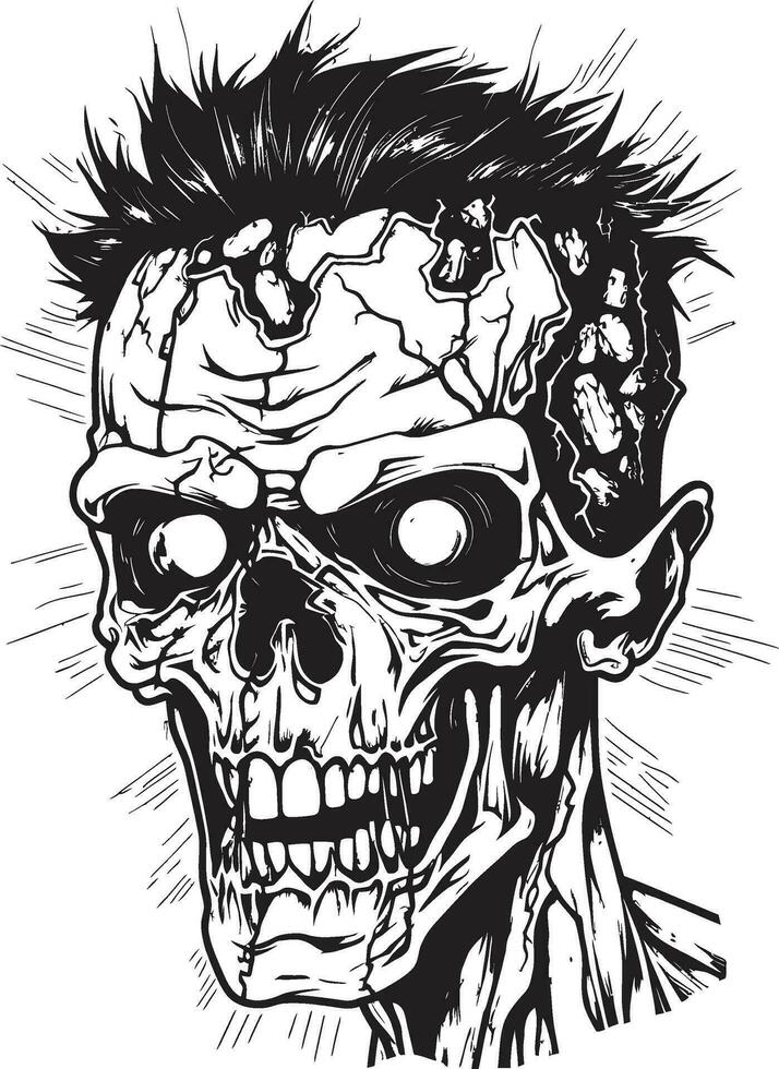 Zombies Mayhem Crazy Skull Icon Eccentric Zombie Craze Vector Design