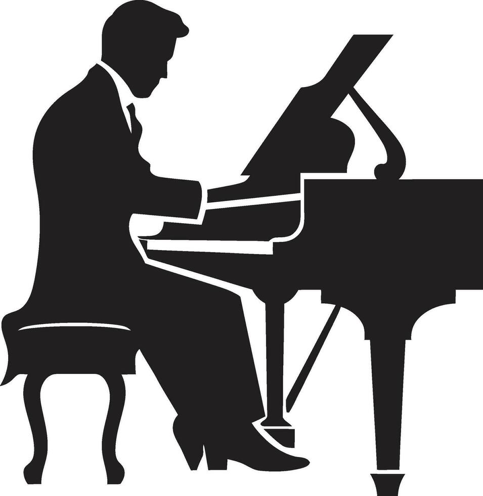 Jazz Piano Performer Black Vector Icon Soothing Keyboardist Vector Design