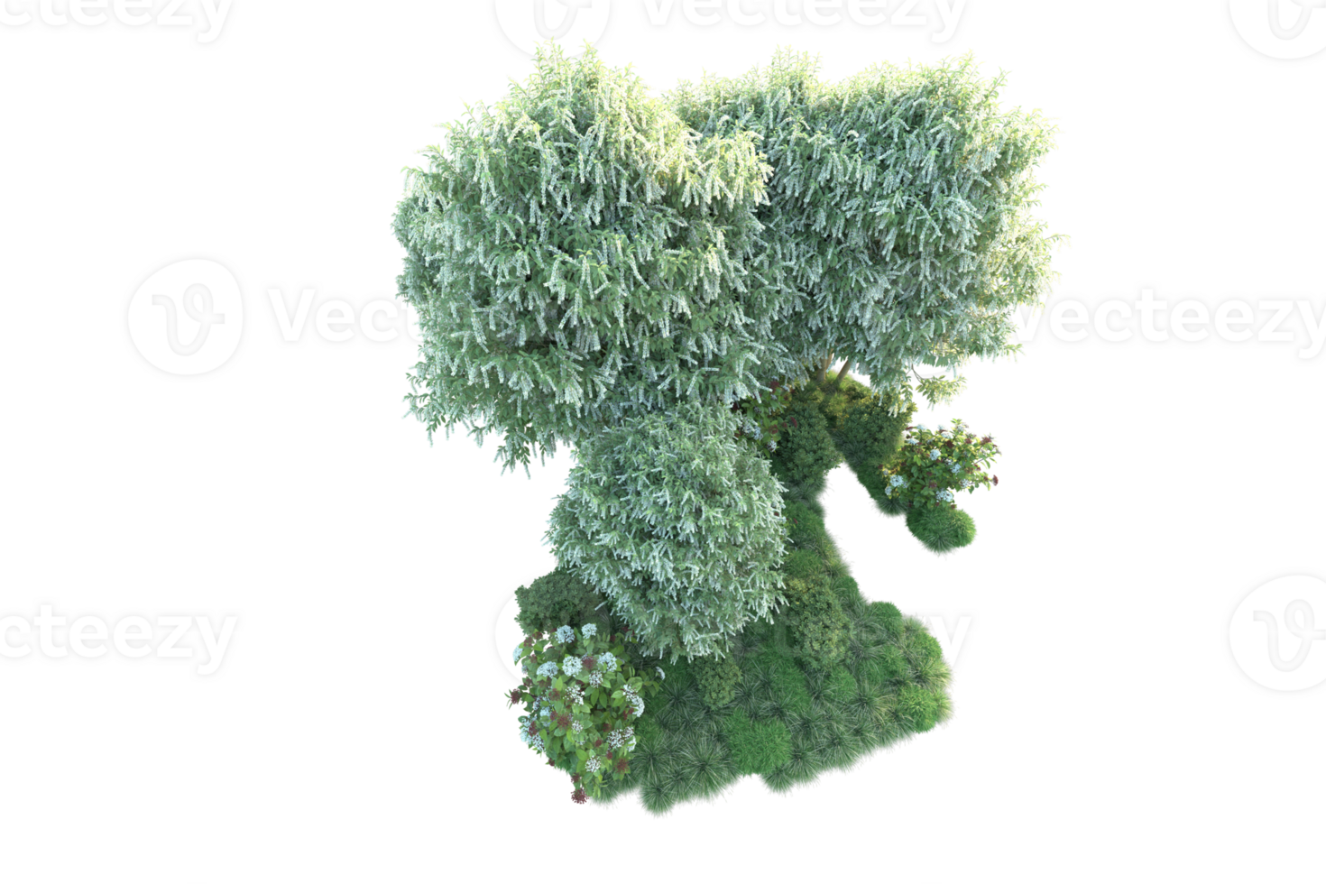 Tropical forest isolated on transparent background. 3d rendering - illustration png