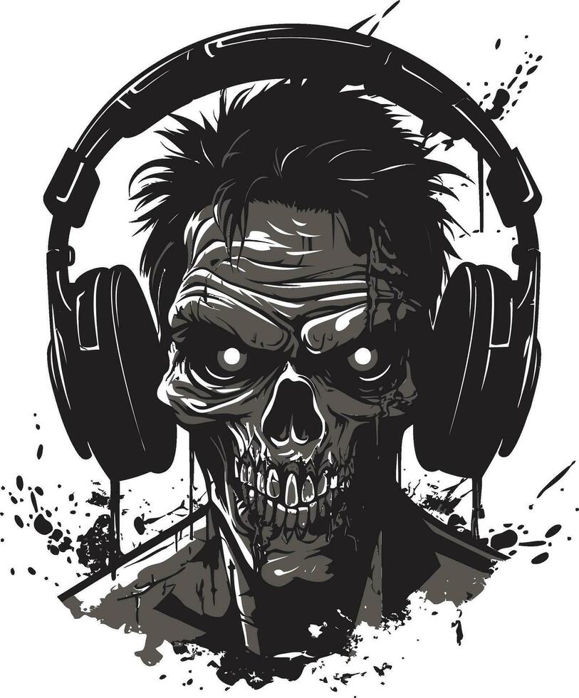 muertos vivientes audio espectro zombi auricular vector horrible Sonic resonancia elegante zombi vector