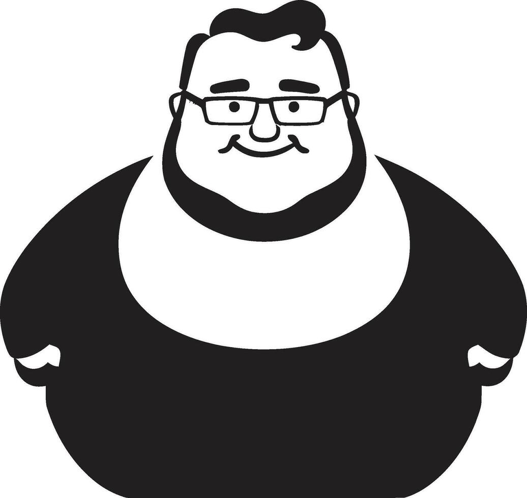 Obese Oracle Black Logo Design Illustrating Obesity Chubby Charm Dark Icon for Weight Issues Awareness vector