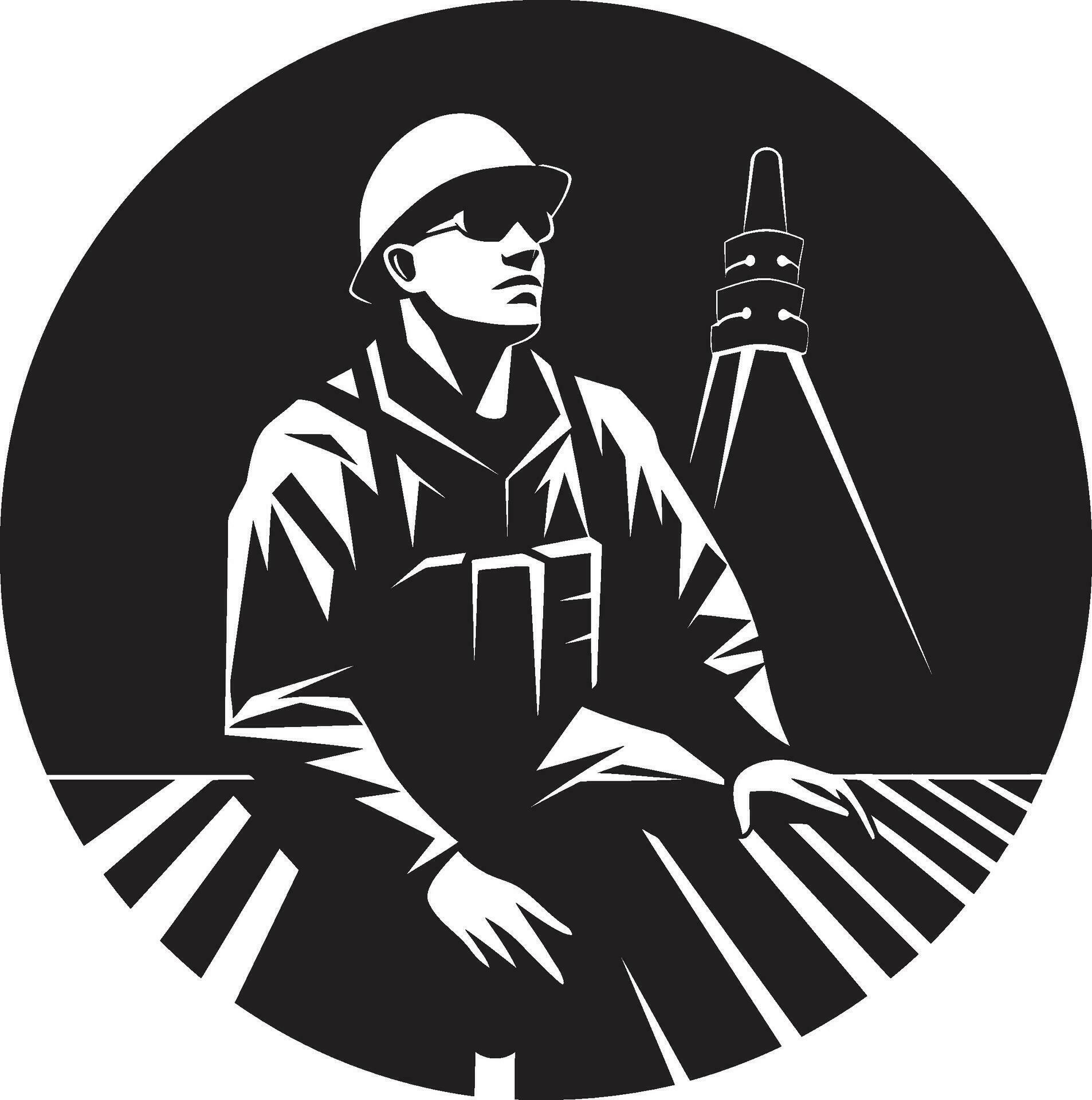 Electricity Technician Vector Icon Utility Man Silhouette Black Design