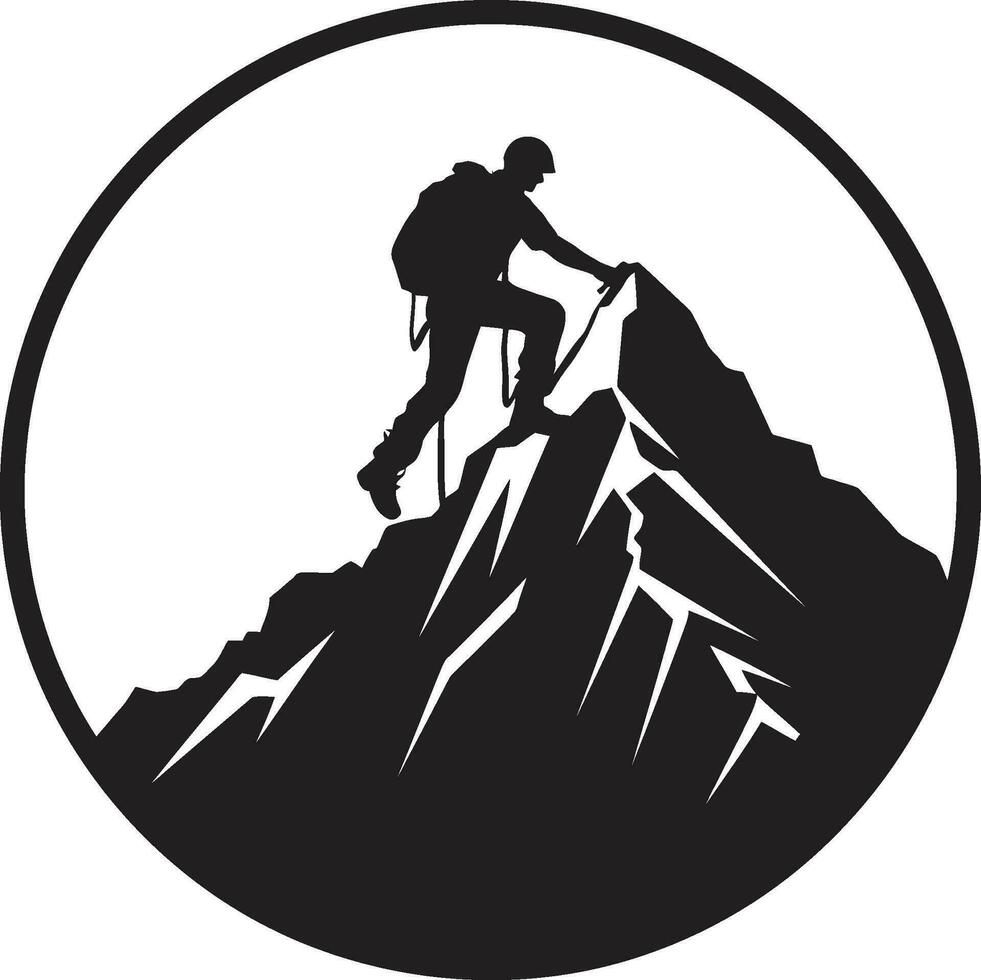 Rugged Climber Black Icon Summit Success Vector Black Design