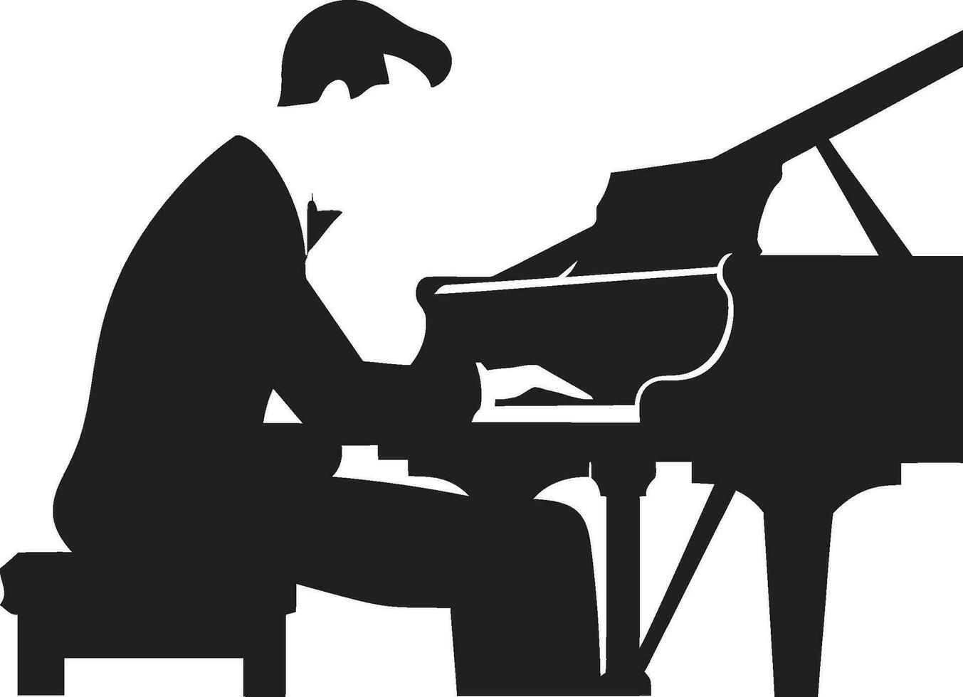 piano sonata artista negro icono sinfónico pianista vector negro diseño