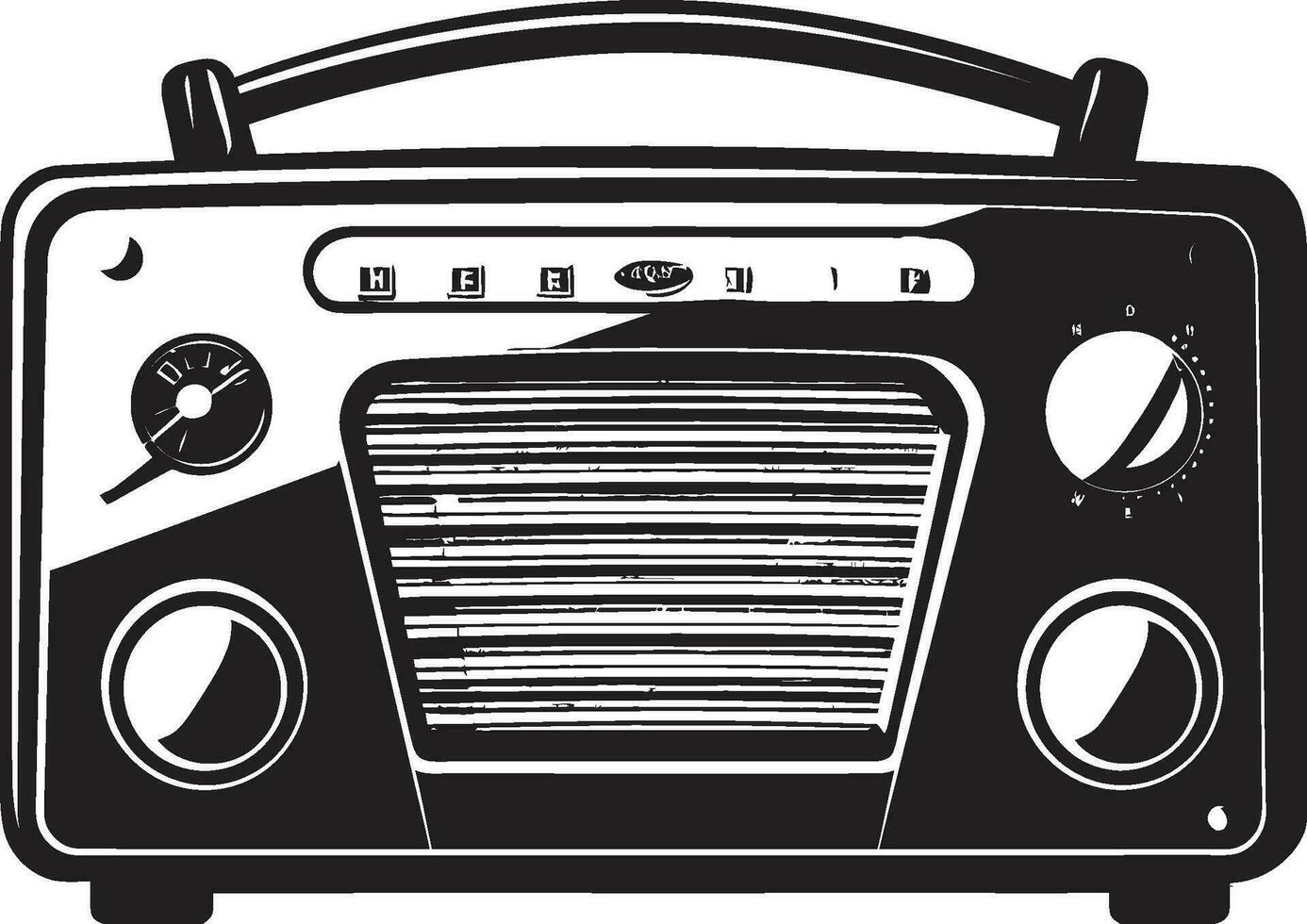 Retro Radio Set Black Vector Icon Vintage Broadcast Vector Design