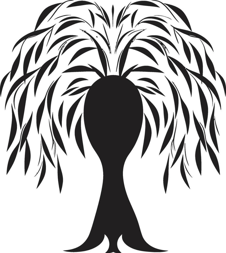 Timeless Tranquility Woman as Willow Tree Vector Logo Intricate Harmony Willow Woman Carved in Black