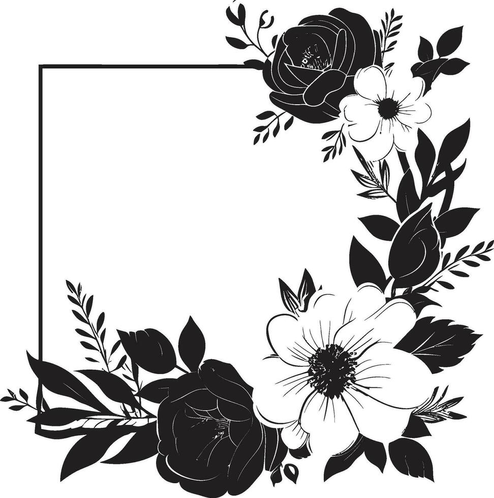 encantador pétalo embellecimiento negro diseño flor adornado Perímetro decorativo icono vector