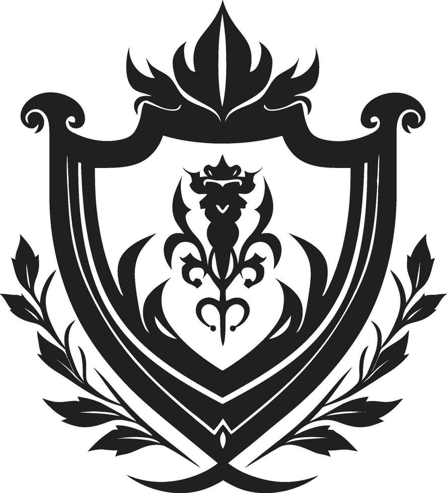 Elegant Royal Coat of Arms Vector Emblem Regal Banner Symbol Black Vector Icon