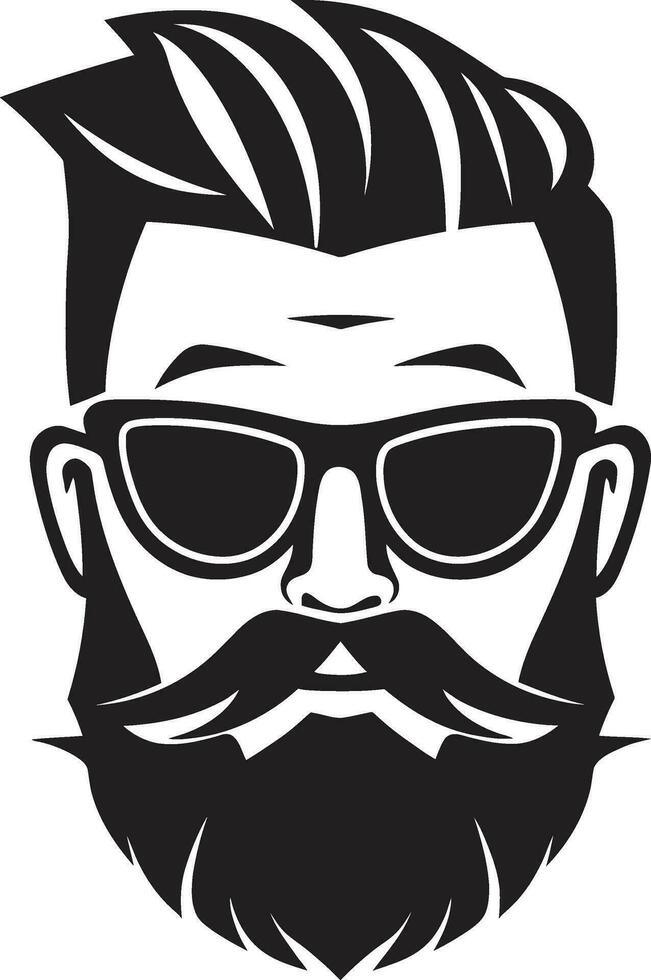 Retro Rendezvous Black Vector Portrait of Hipster Charm Craft Beer Classic Monochrome Vector of Lumbersexual Chic