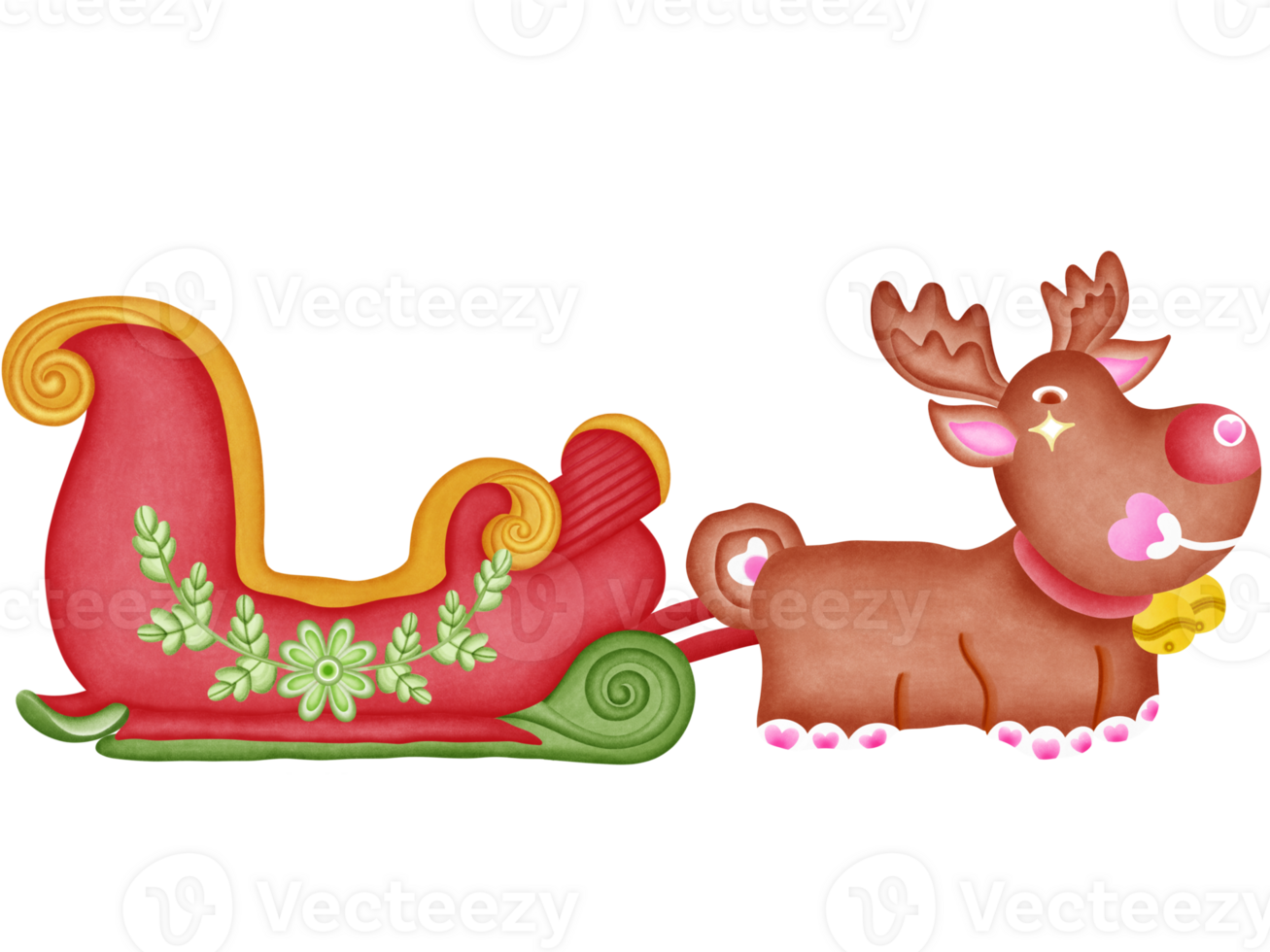 sleigh sled and christmas reindeer png