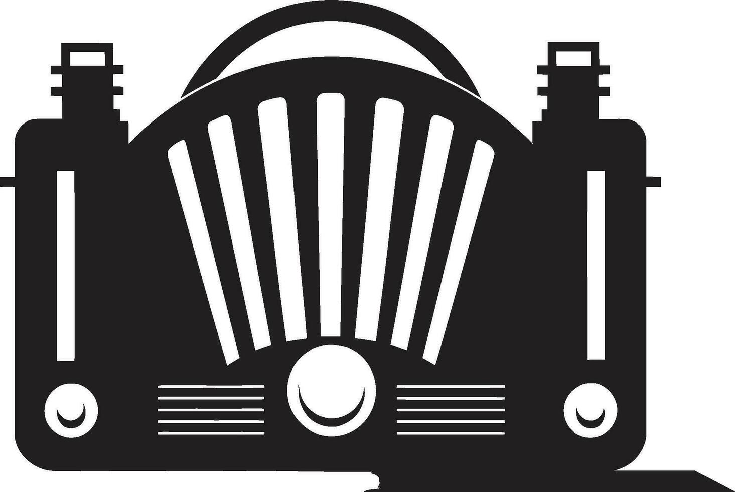 radio sintonizador nostalgia vector negro diseño icónico radio conjunto negro vector icono