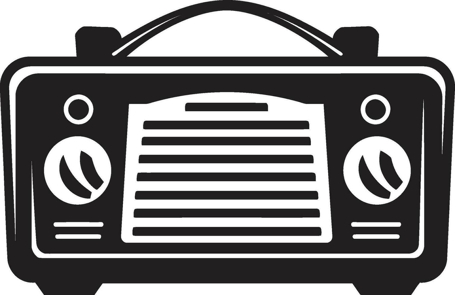 Retro Radio Set Black Vector Icon Vintage Broadcast Vector Design