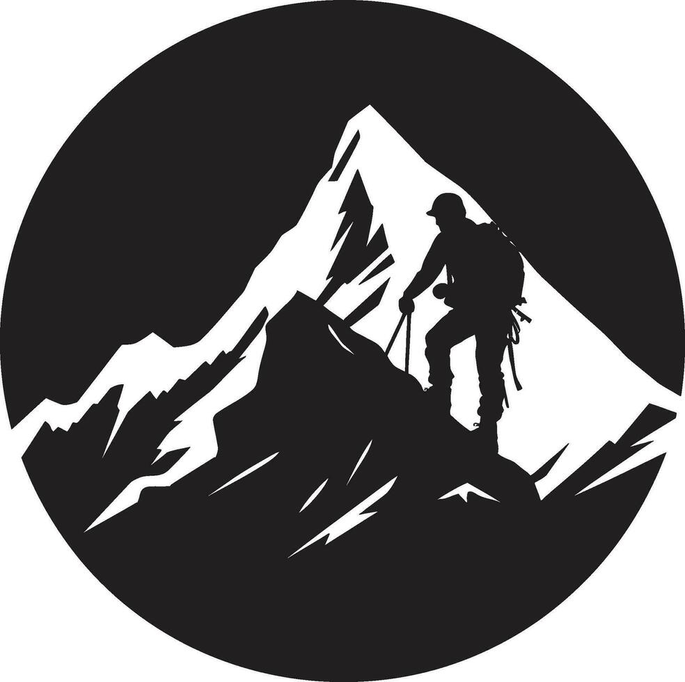 Summit Seeker Silhouette Black Vector Icon Mountaineering Adventure Vector Design