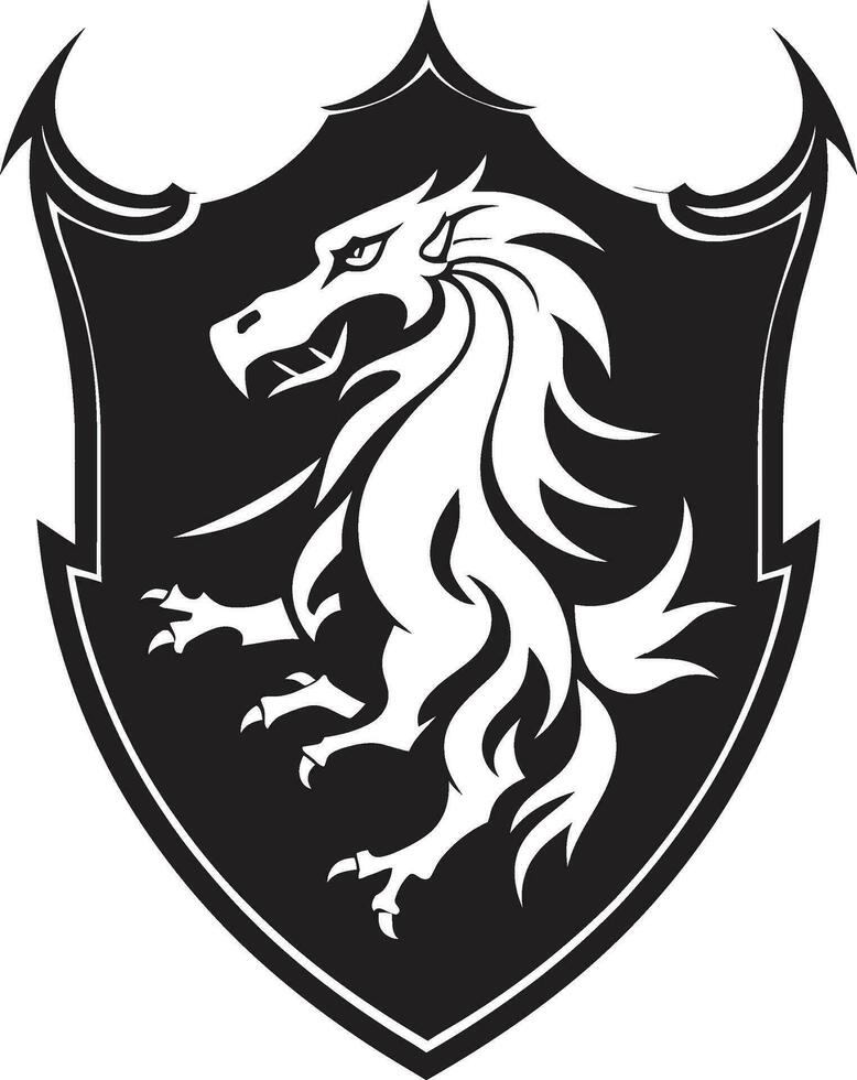 Stately Shield Black Design Majestic Coat of Arms Vector Emblem