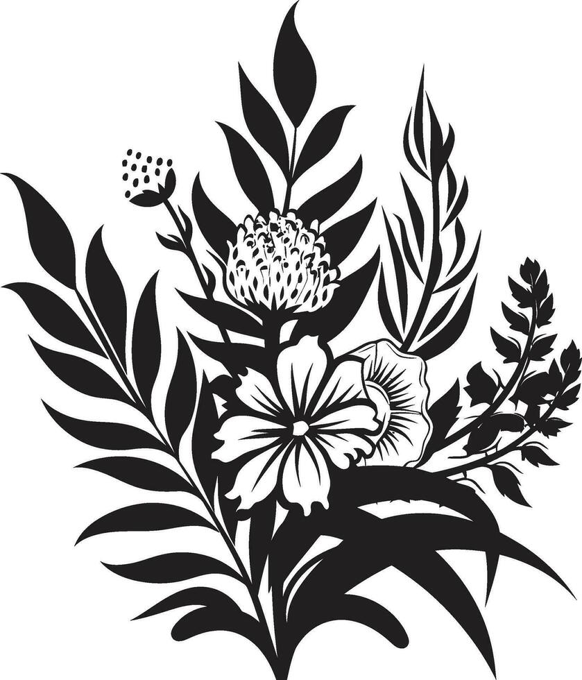 Island Floral Splendor Vector Design Black Vector Tropical Botanicals Icon