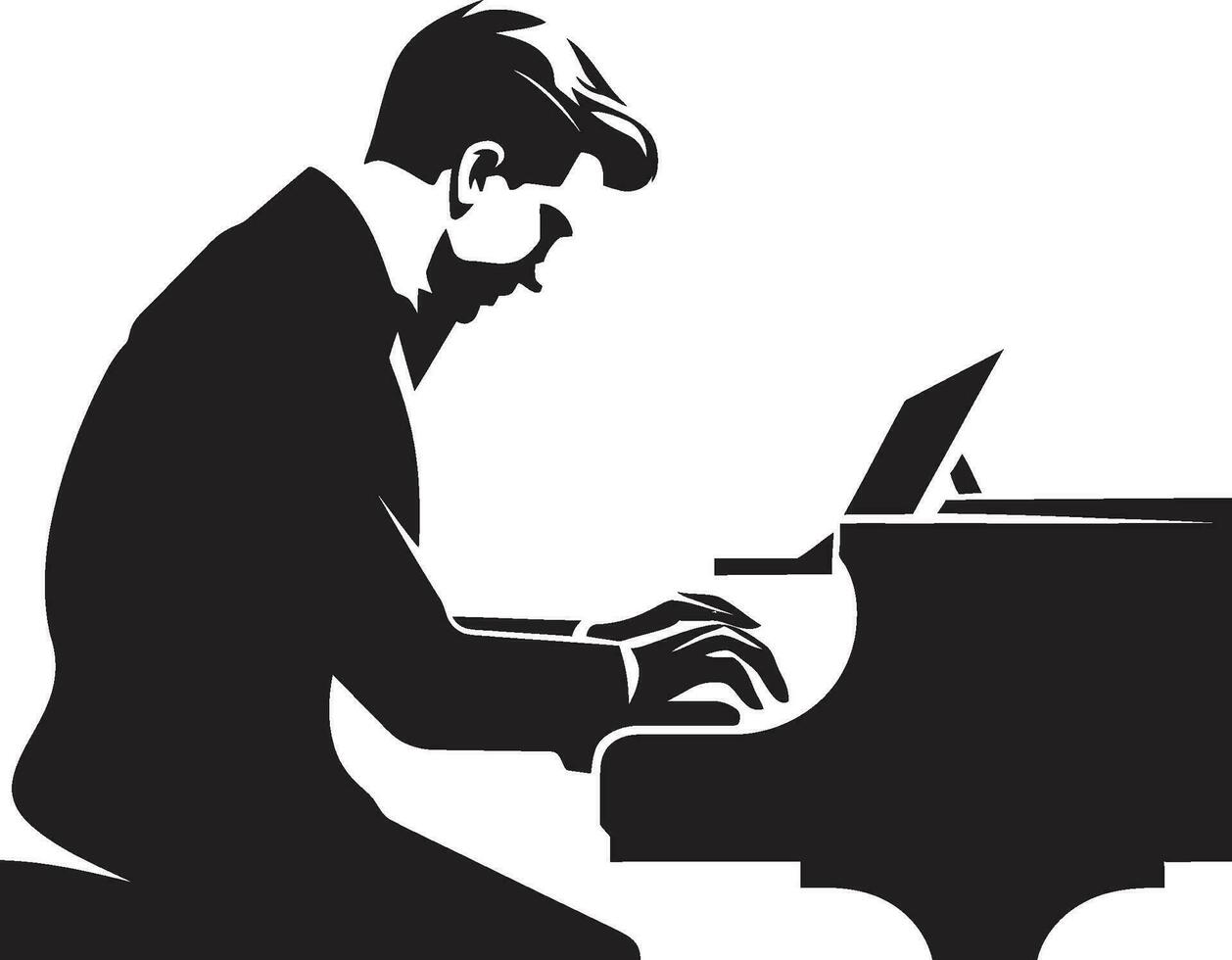 calmante tecladista vector diseño piano sonata sabio negro icono