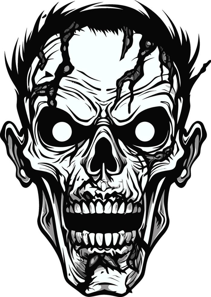 zombies delirio loco cráneo vector extravagante zombi icono vector diseño