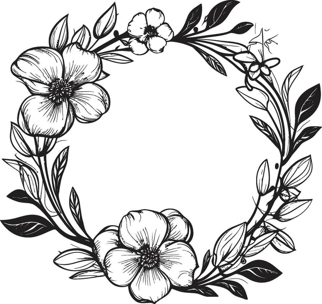 pétalo estampado Perímetro negro vector icono floral encantador encierre decorativo diseño