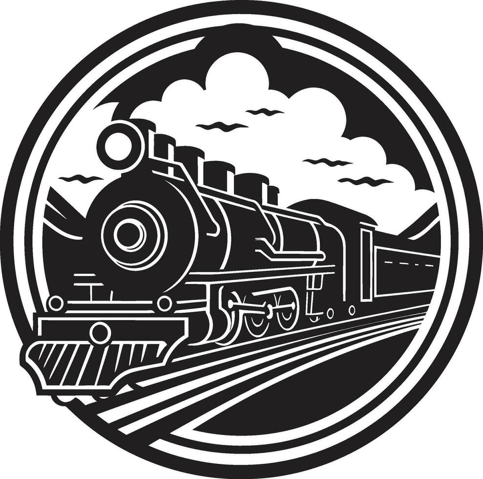 antiguo hora carril sistema vector negro diseño clásico ferrocarril viaje negro vector icono