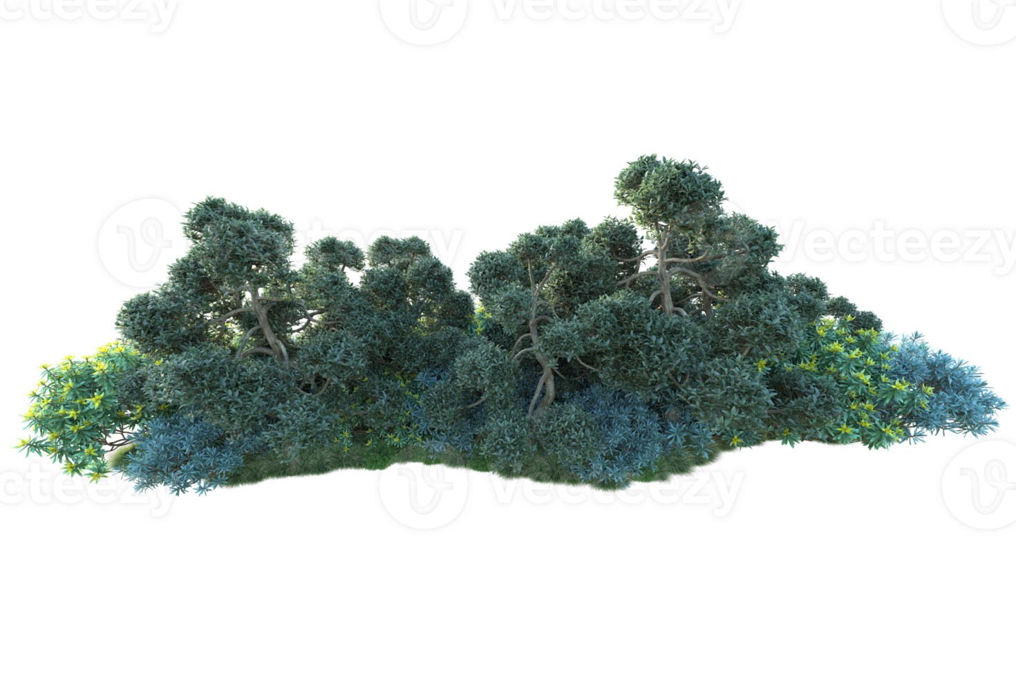 Tropical forest isolated on transparent background. 3d rendering - illustration png