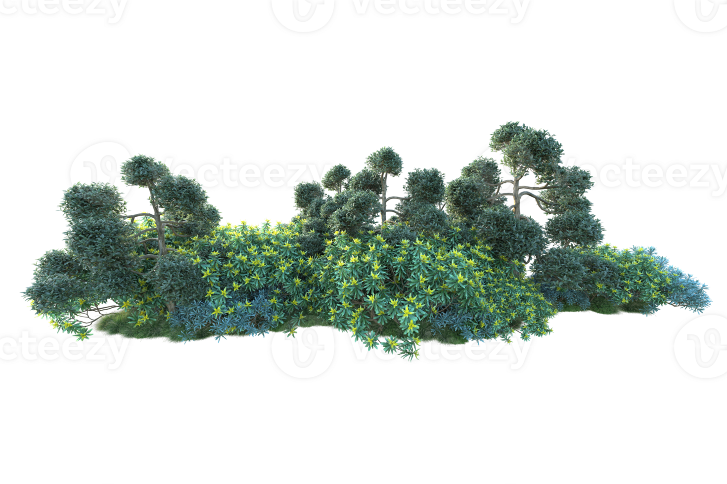 Tropical forest isolated on transparent background. 3d rendering - illustration png