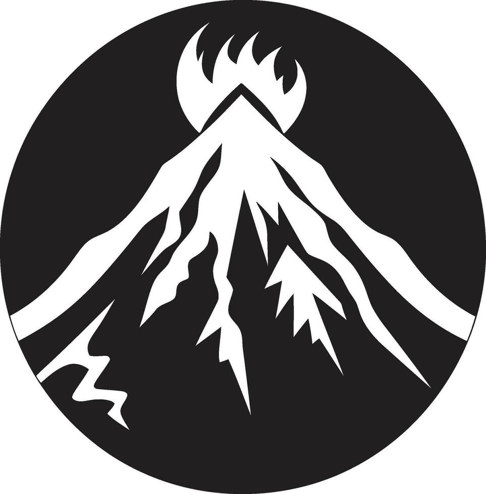 épico pira volcán montaña en negrita negro diseño lava luminiscencia negro icono para volcánico poder vector