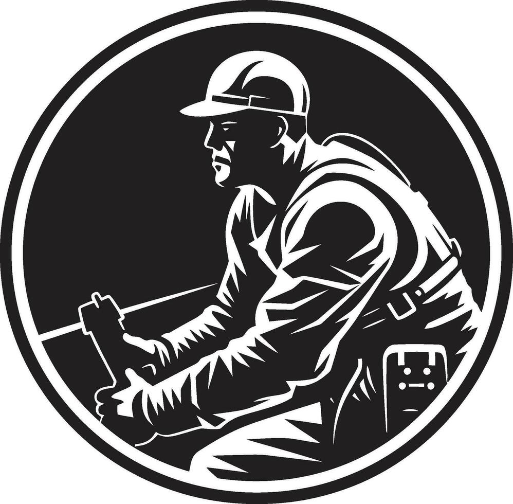 Black Vector Illustration of a Lineman Icon Electrical Engineer Profile Black Design