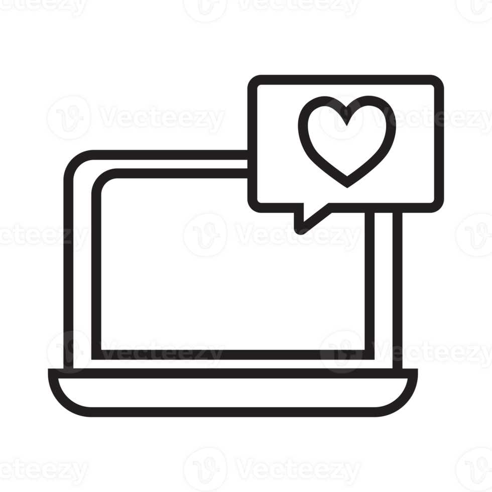laptop and love bubble icon transparent background png