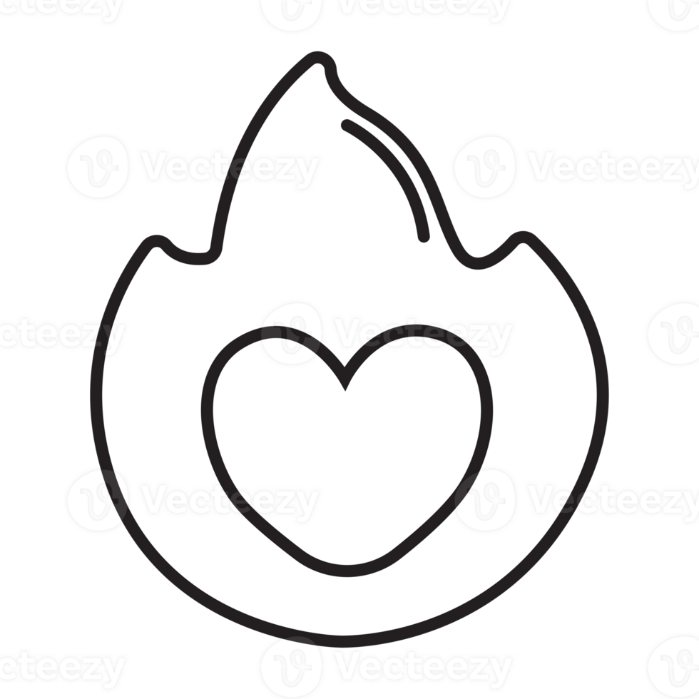 Love fire icon transparent background png