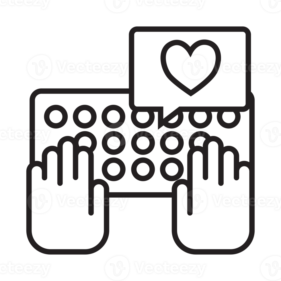 Typing love in keyboard with transparent background png