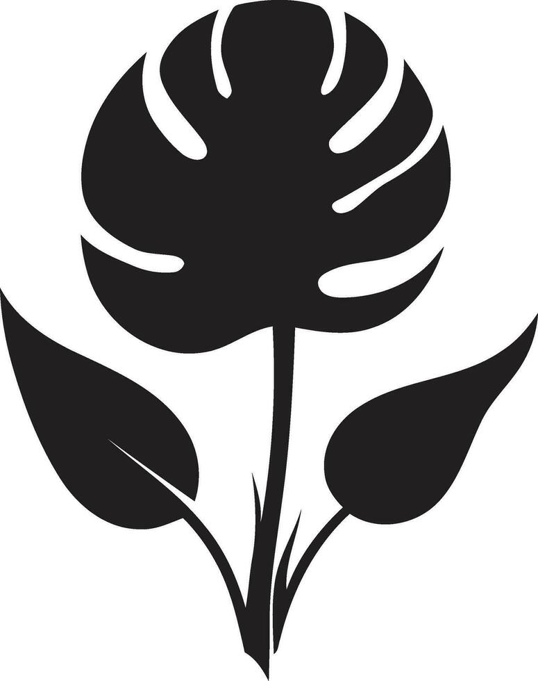 Island Paradise Petal Black Icon Tropical Foliage Beauty Vector Black Design