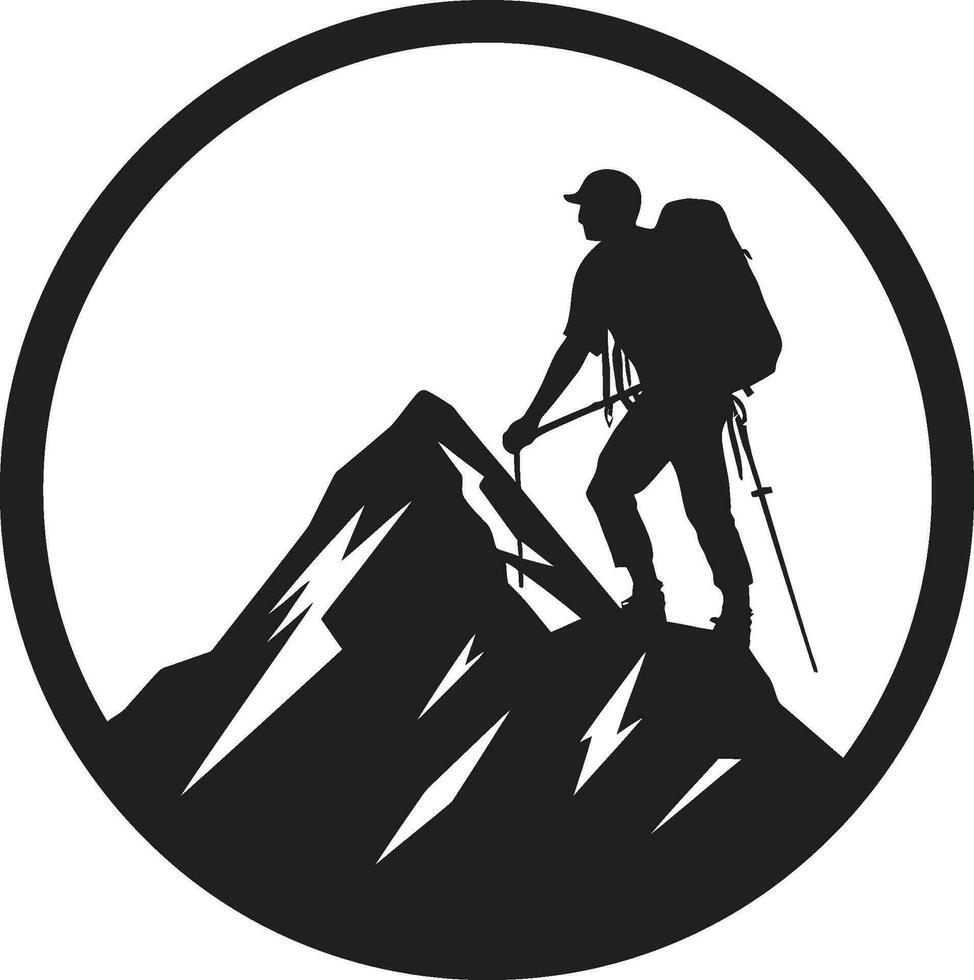 Mountain Trail Seeker Black Icon Peak Accomplishment Vector Black Design