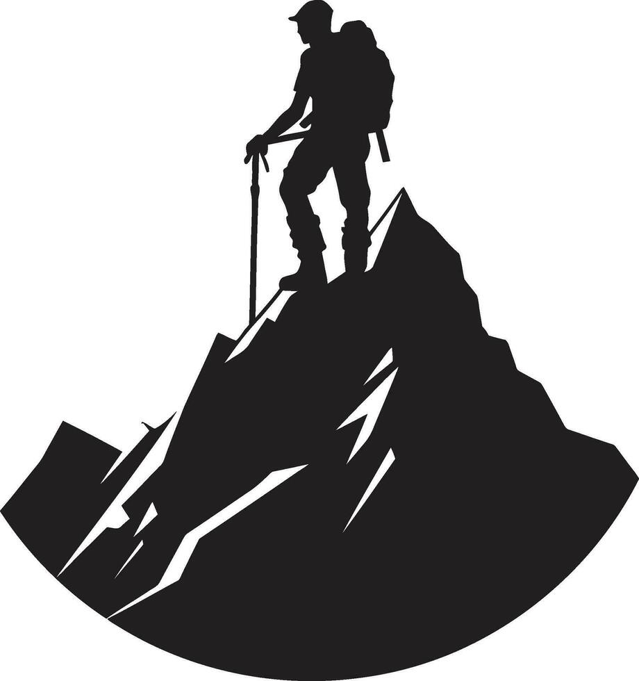 pico conquistador negro vector icono alpinismo expedición vector diseño