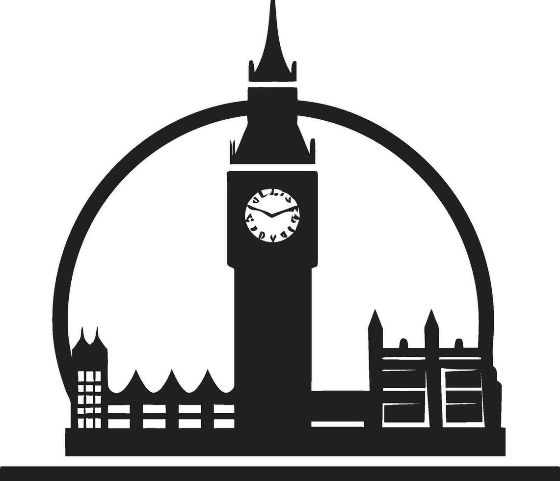 British Capital Silhouette London Vector Icon Thames Riverside View Black London Design