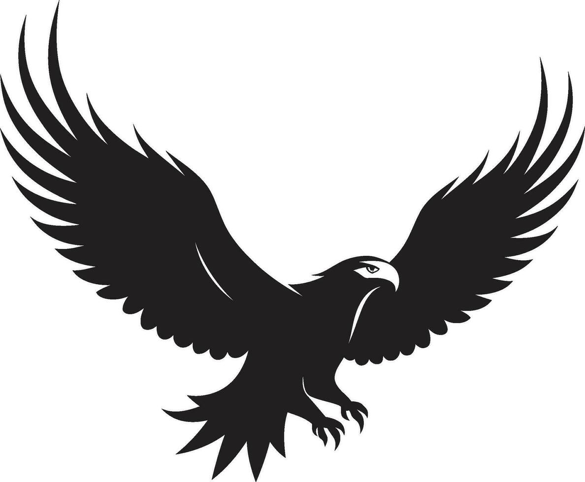 Aerial Sovereignty Eagle Vector Icon Dynamic Hunter Silhouette Black Vector Eagle