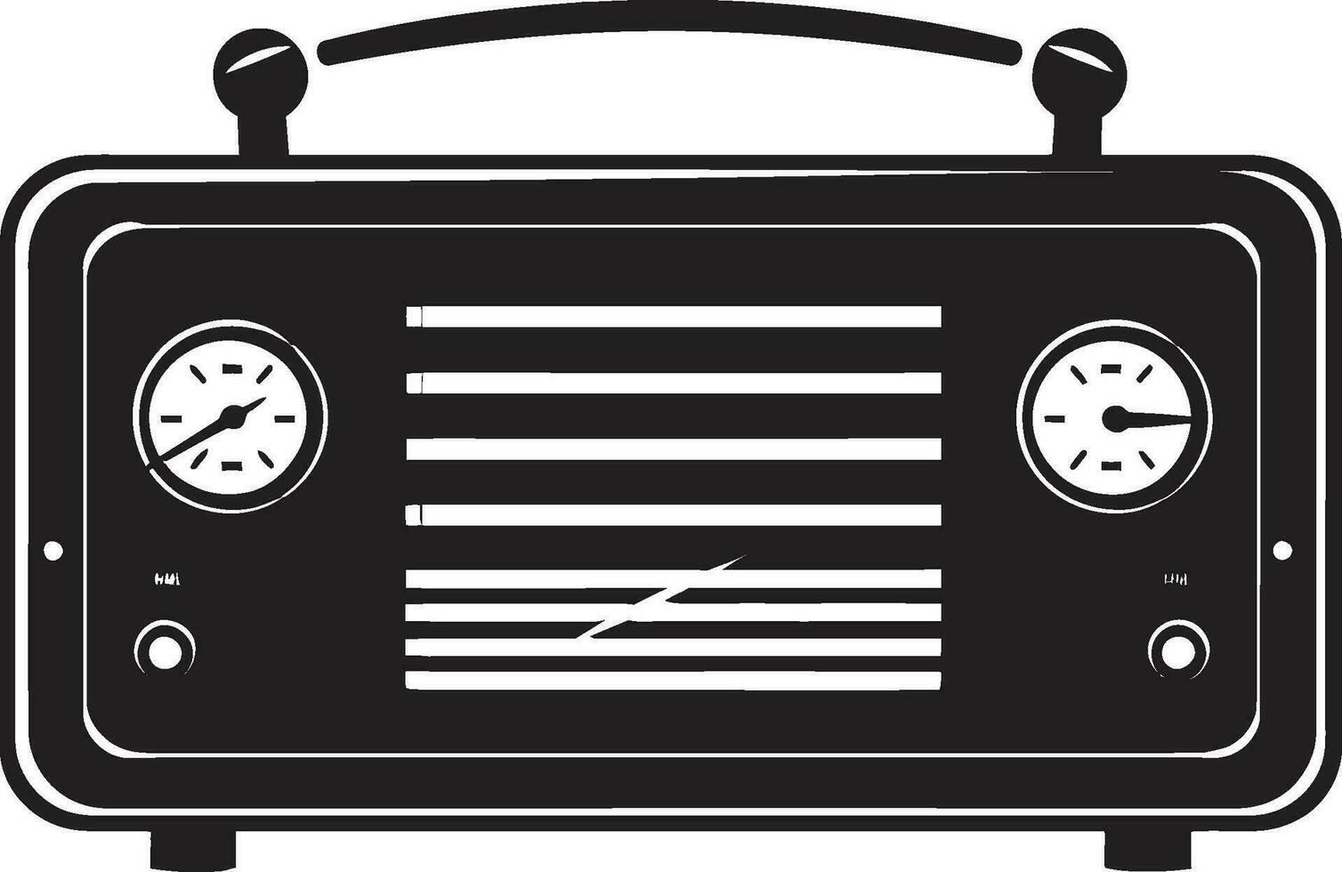 Iconic Radio Set Black Vector Icon Timeless Radio Waves Vector Design