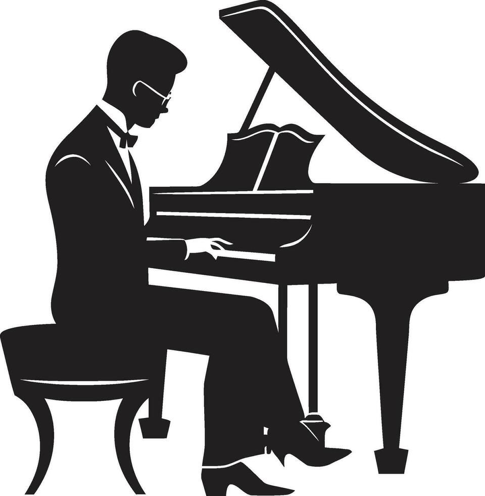 piano sonata sabio negro icono sinfonía pianista vector negro diseño