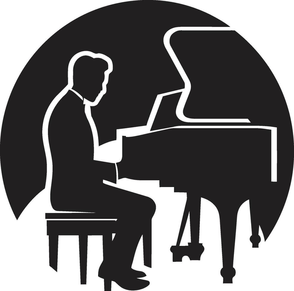 Jazzy Piano Maestro Black Vector Icon Serene Pianist Vector Design