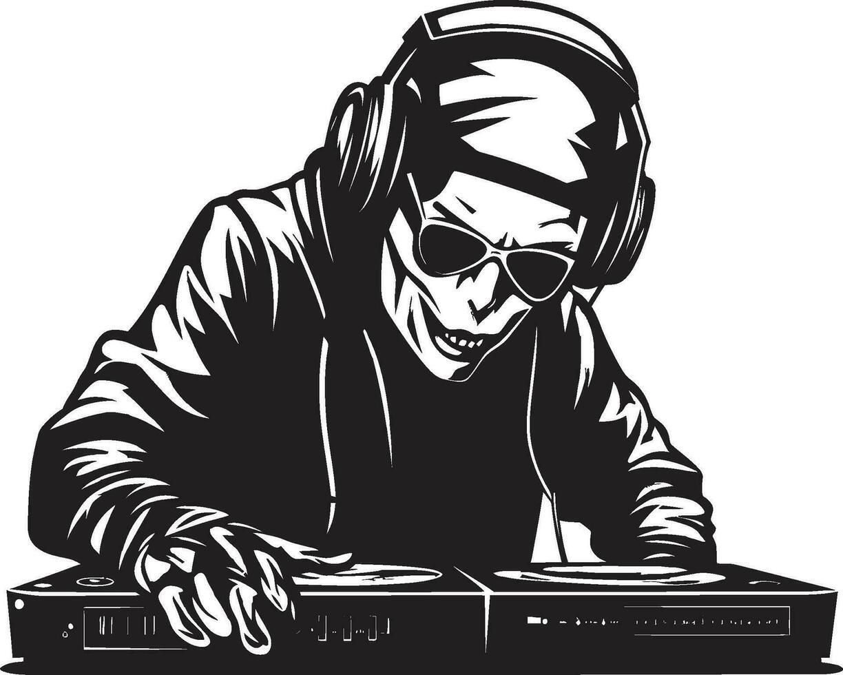 misterioso DJ lista de reproducción zombi vector zombi DJ mermelada sesión vector diseño
