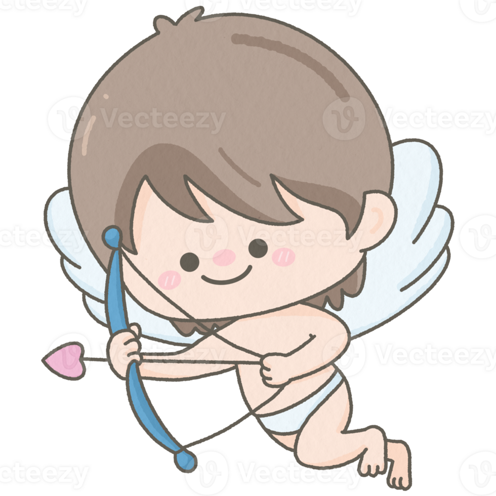Cute Cupid holding heart arrow png