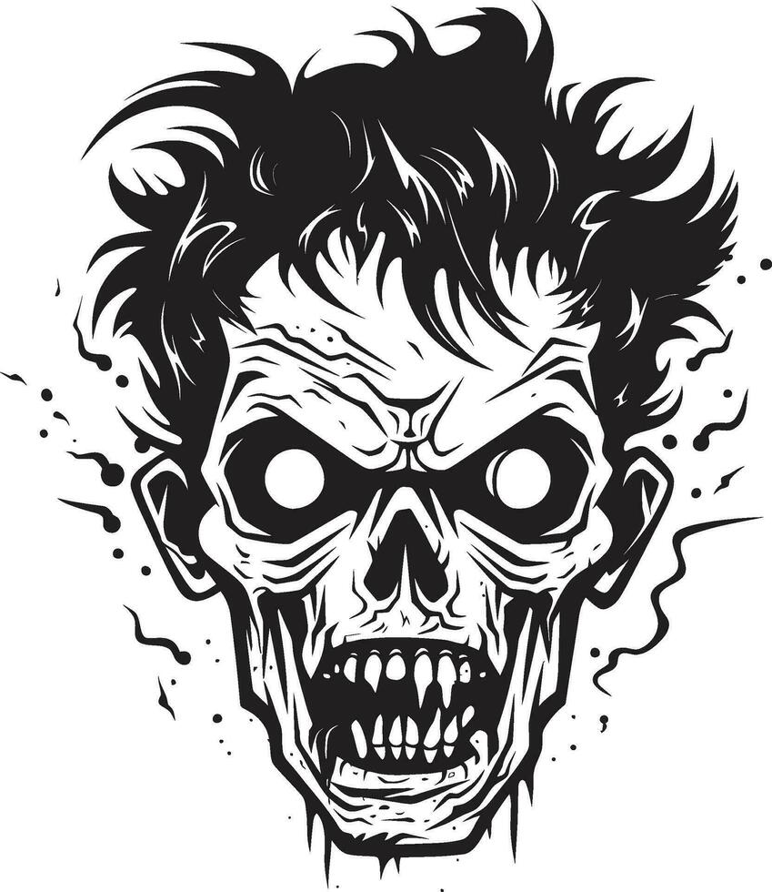 Zombies Unhinged Skull Crazy Vector Zombies Disturbance Vector Design Icon