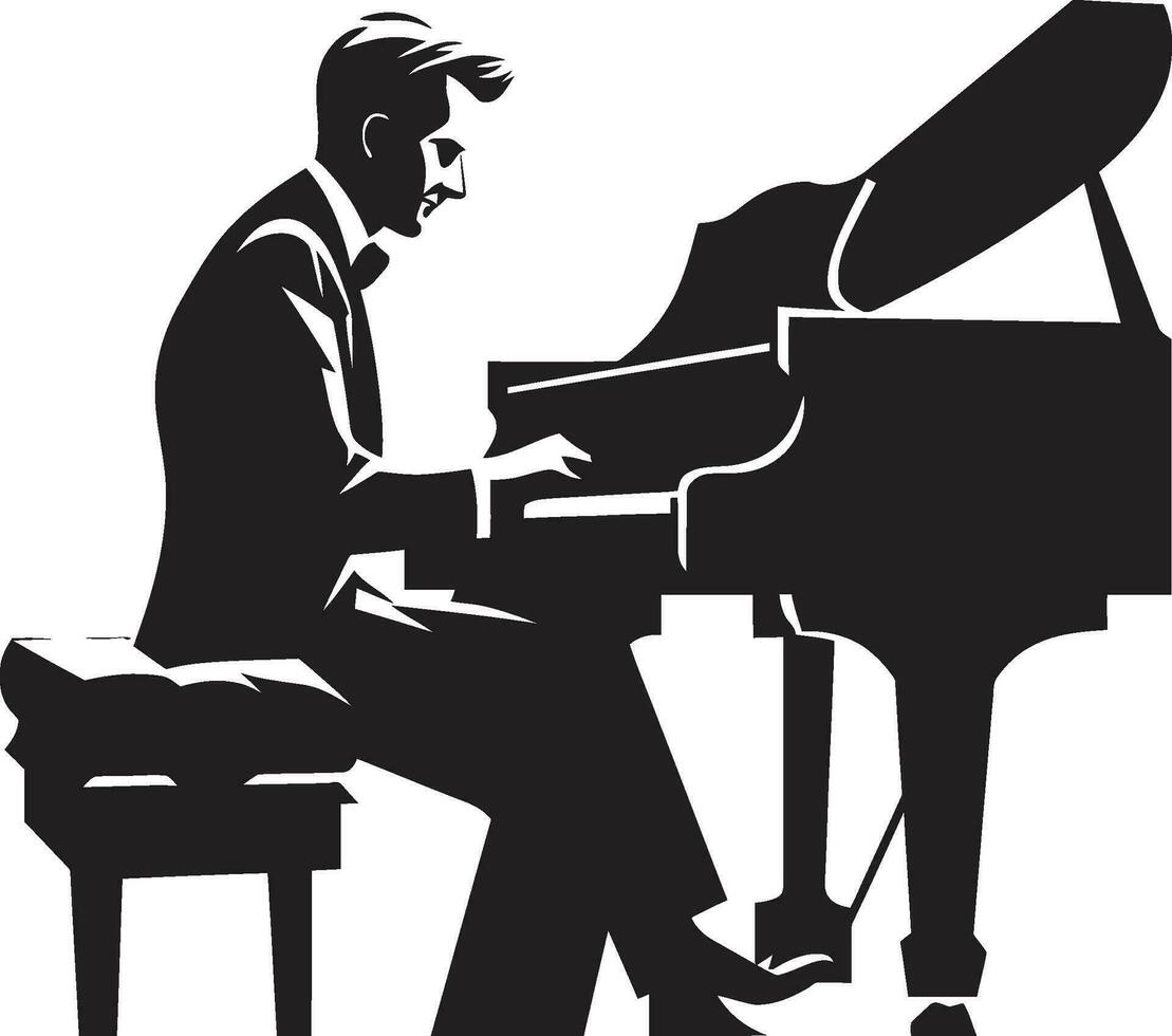 Virtuosic Pianist Vector Black Design Keynotes Maestro Black Vector Icon
