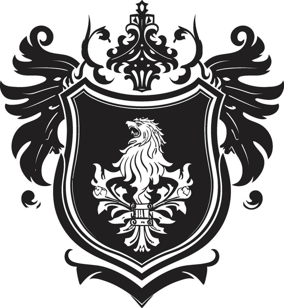 Gallant Knight Emblem Black Vector Design Ornate Heraldic Symbol Vector Black Icon