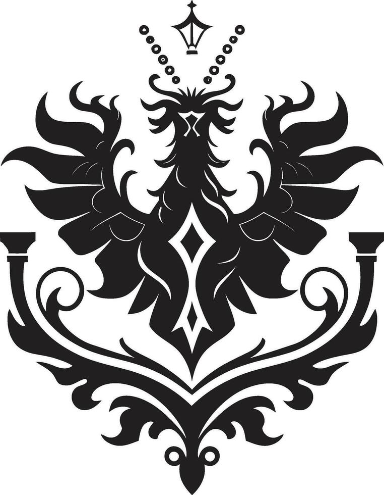 Elegant Medieval Insignia Black Icon Royal Crest Silhouette Vector Heraldic Design