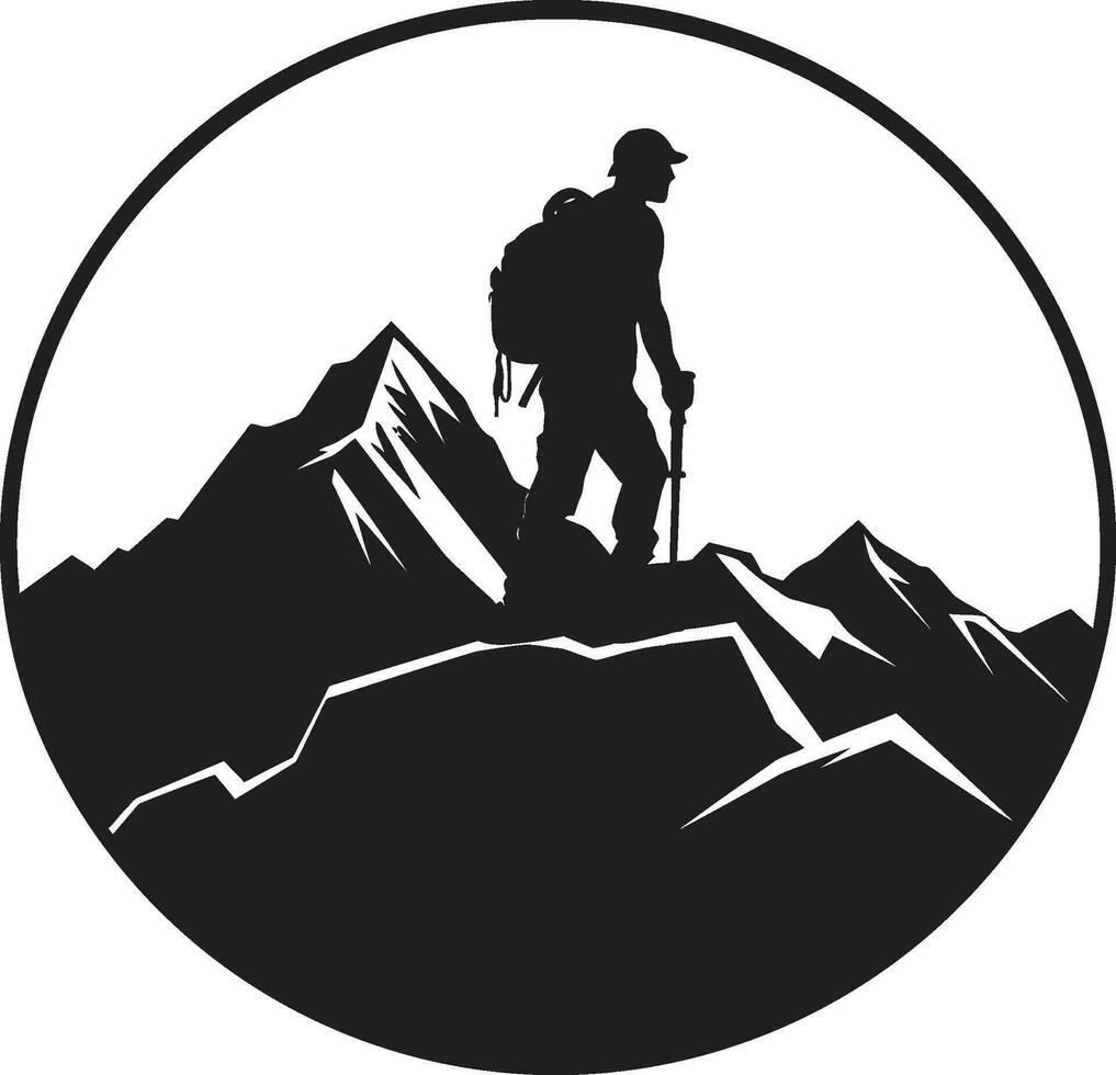 Mountaineering Adventure Vector Design Alpine Explorer Black Icon