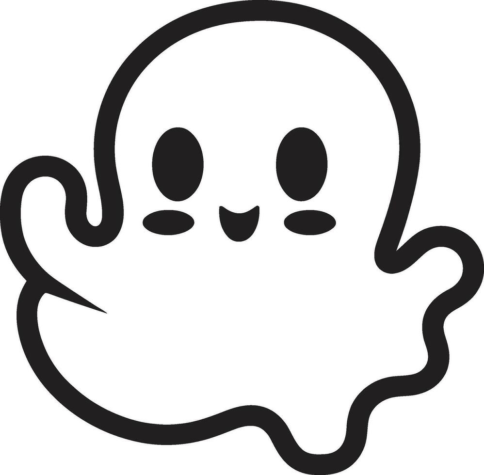 Whispering Wisp Black Ghost Vector Adorable Spirit Cute Ghost Icon