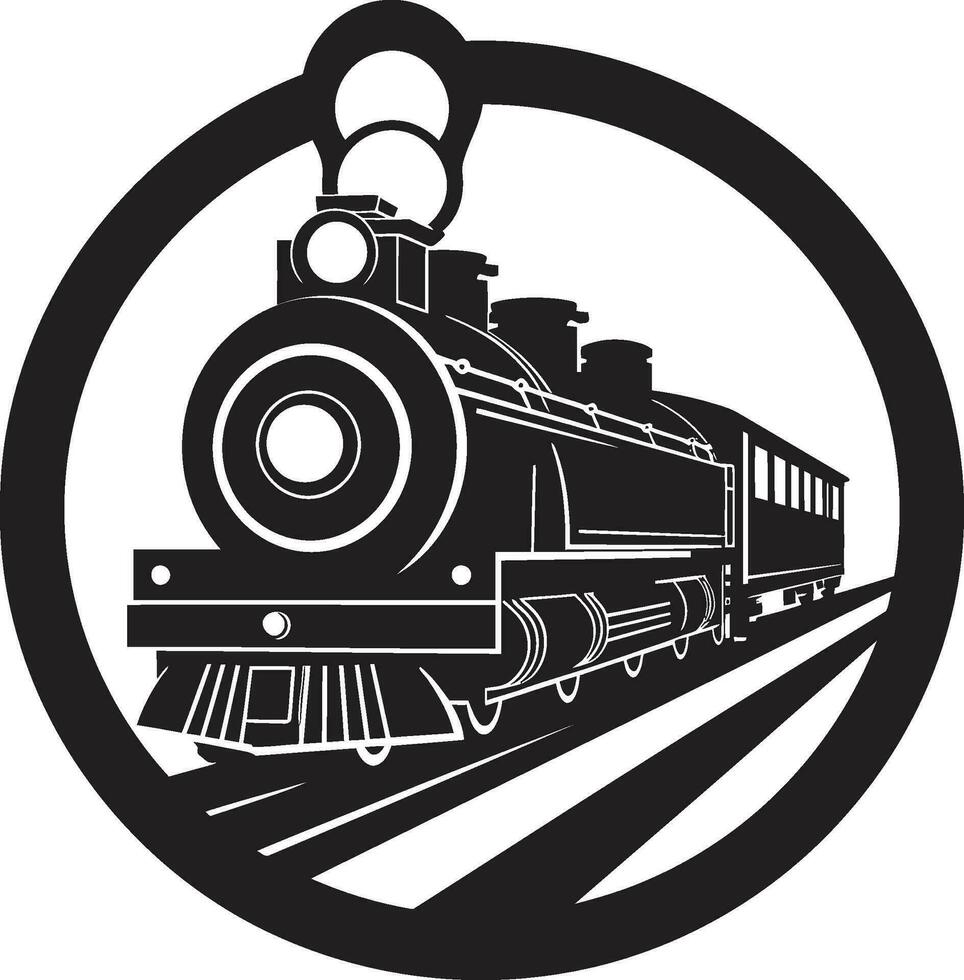 Retro Train Network Black Icon Antique Railway System Vector Black Design