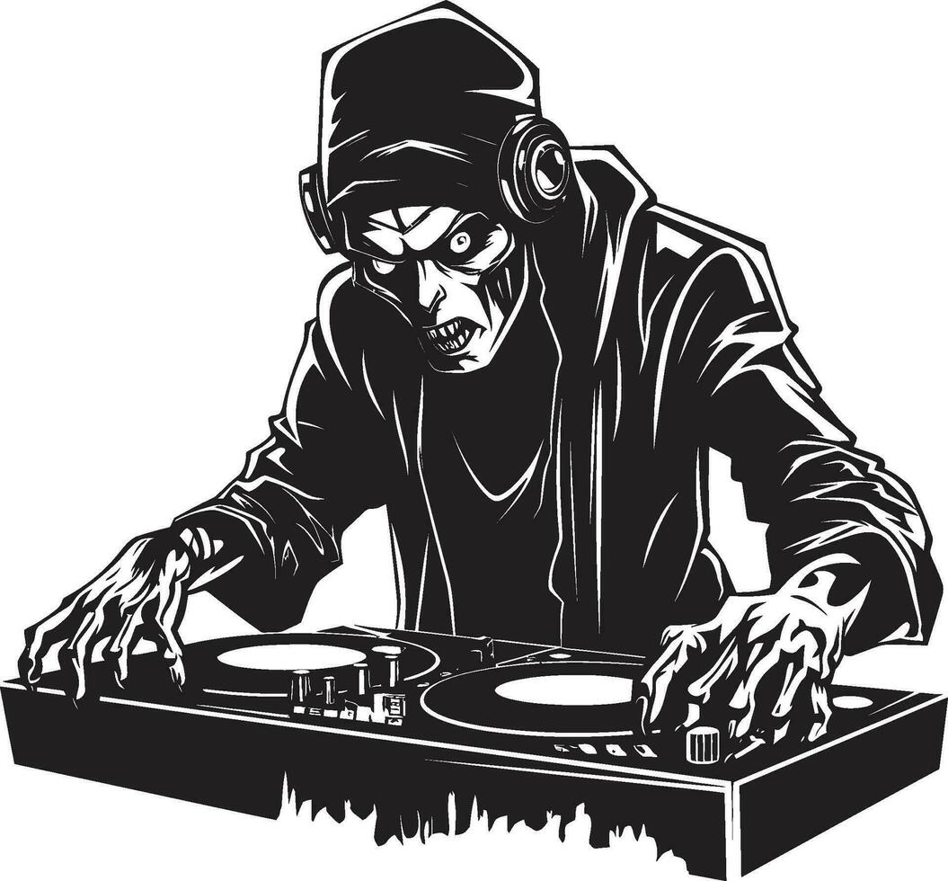 Spooky DJ Harmony Vector Icon Zombie DJ Groovebox Zombie Vector