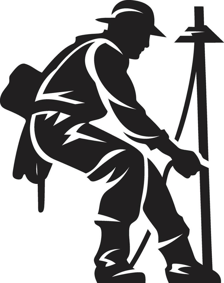 Electrician Silhouette Black Vector Icon Lineman at Work Vector Design